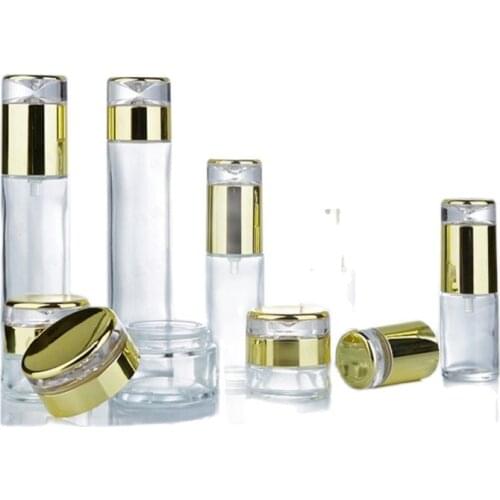 20/30/40/60/80/100ml Lotion Pump Bottle Water Drop Cap Glass Cream Jar Cosmetic Container Clear Perfume Mist Spray Bottle 10pcs