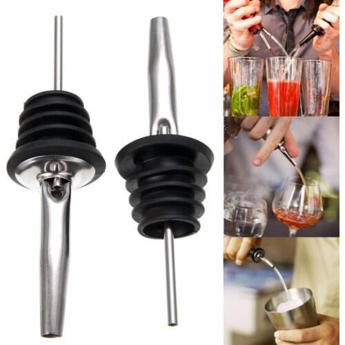 2Pcs Stainless Steel Liquor Spirit Pourer Flow Wine Bottle Pour Spout Stopper For Easy Bar Accessories Tools