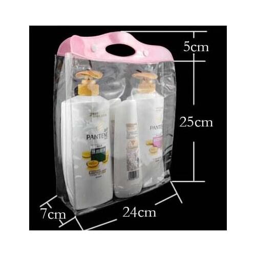 24*7*25cm Silvery or Pink Zipper Gift bag Universal transparent packaging Cosmetics trial outfit PVC sample bag.200piece\lot