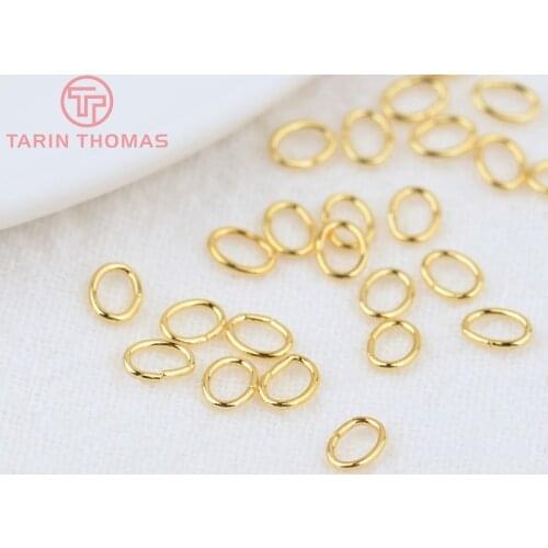 5g,about 260PCS 3x4MM Thickness 0.5MM 24K Gold Color Plated Brass Oval Jump rings Split rings High Quality Jewelry Accessories