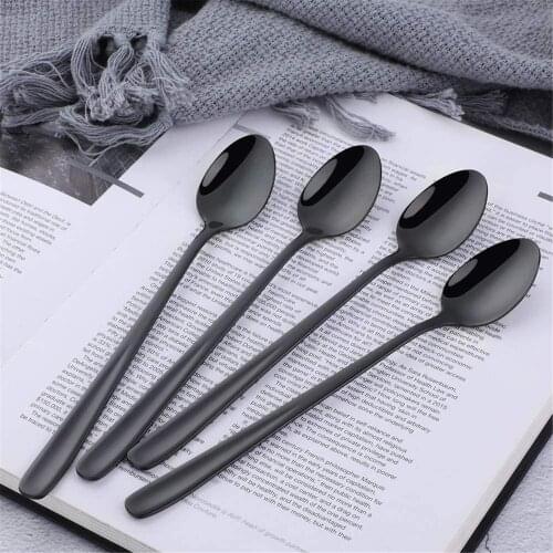 4pcs Coffee Teaspoon Stainless Steel Mini Cake Spoon Ice Cream Spoon Small Spoons Tableware Multi-purpose Kitchen Bar Tools