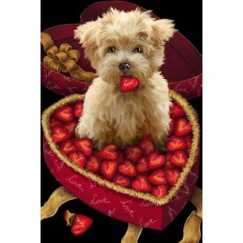 5d diy diamond Painting Love Heart Dog Chocolate Full Drill embroidery Cross Stitch Mosaic Craft Kits Home Decor Christmas Gift