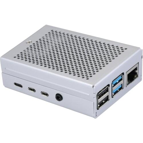 Raspberry Pi 4 Aluminum Case with cooling Fan Silver Shell Black Metal Box for RPI 4 Model B