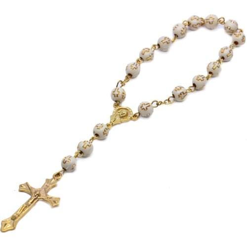 Car hanging cross bracelet rosary plastic bronzing cross bracelet