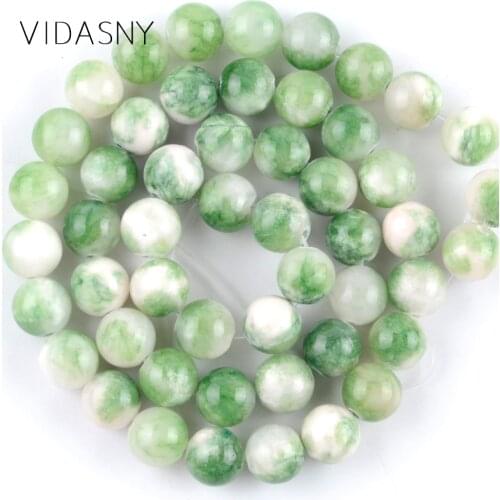 Green Persian Jades Natural Round Stone Beads for Jewelry Marking 6 8 10mm Charm Spacer Loose Beads Diy Bracelet Necklace 15