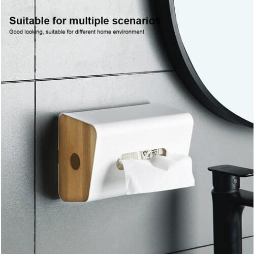 Wooden Tissue Boxes Wall Bamboo Tissue Paper Storage Box Rangement Organizer Bathroom Kitchen Wood Napkin Toilet Paper Holder