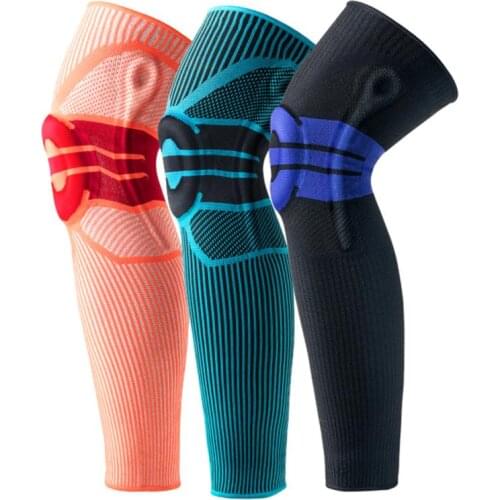 Elastic Silicon 3 Color Stripe Sports Lengthen Knee Pad Leg Sleeve Non-slip Bandage Compression Leg Warmer For Men and Women 9