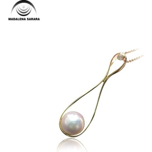 MADALENA SARARA 10mm Elegant knot-bow Style Cultured Freshwater Pearl Necklace European Bride Baroque Round Shape Pearl