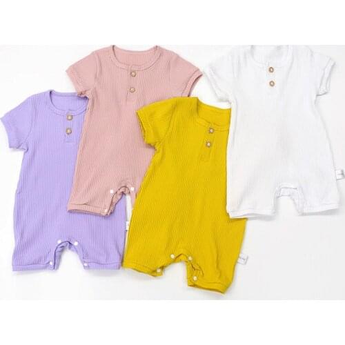 2021 summer newborn short-sleeved jumpsuit solid color baby clothes baby boy jumpsuit 0-24 months