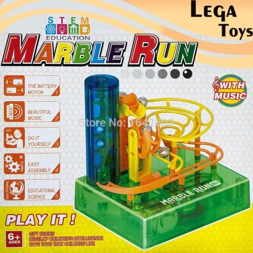 Construction 3D DIY Magic Marble Run Maze Ball intellect Marble Desktop Game with music,Education STEM Blocks toys for Kids