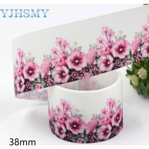 L-20620-593 1-1/2” Flowers print Pattern Ribbon , 5 yards DIY handmade hair accessories Material , Bow Decoration