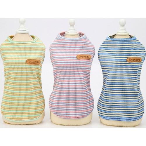 10PC/Lot Summer Dog Clothes Stripes Small Dog T-Shirts 100%Cotton Puppy Dogs Vest Tops Pet Clothes