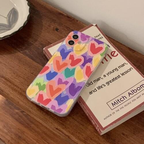 Retro sweet girls doodle Love art Korean Phone Case For iPhone 11 12 Pro Max Xs Max XR XS 7 8 Plus X 7Plus case Cute Soft Cover