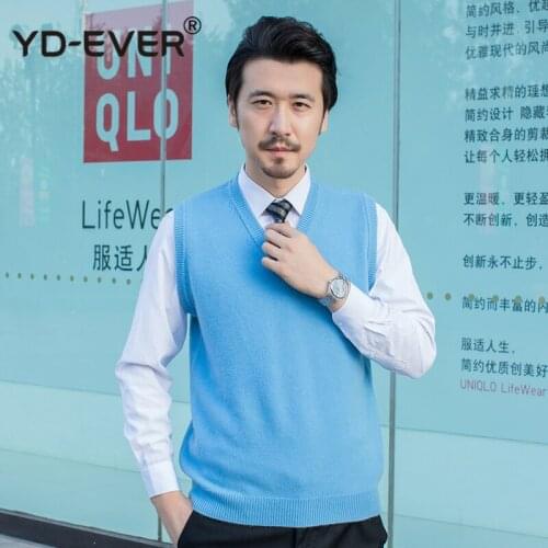 Soft Antumn Winter Sleeveless for Men 100% Wool Knitting Sweaters 8Colors V-Neck Pullovers New Fashion Man Jumpers