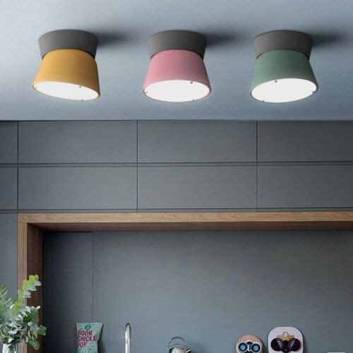 Nordic macaron ceiling lamp simple modern bar counter bedroom study living room pink yellow gray green colorful led lighting
