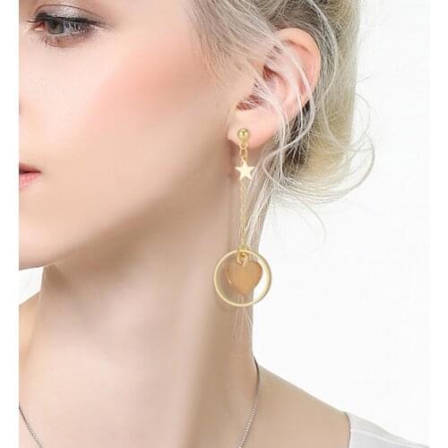 2021 Korean New Fashion Drop Earrings for Women Bohemian Heart-shaped Long Zircon Earrings Wedding Jewelry Gift