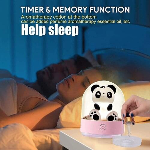 USB Charging Bedside Lamp Cute Panda UV Sterlizer Night Light For ChildrenS Cartoon Creative Gift Colorful Aromatherapy Light