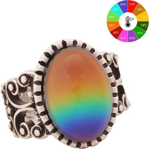 Mojo Vintage Bohemia Retro Color Change Mood Ring Emotion Feeling Changeable Ring Temperature Control Ring for Women MJ-RS003