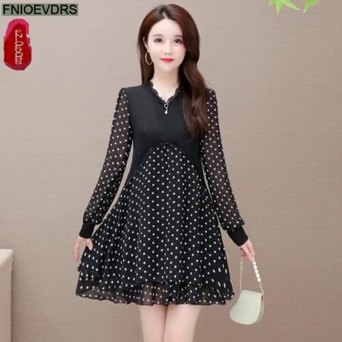 Plus Size 5XL 4XL 3XL Clothes Elegant Vestidos Women Fashion Office Lady Belly Lace Vintage Retro Polda Dot Little Black Dress