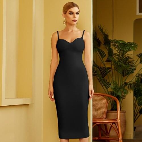 Seamyla 2021 Summer White V Neck Club Bandage Dresses Sexy Spaghetti Strap Women Bodycon Evening Celebrity Runway Party Dresses