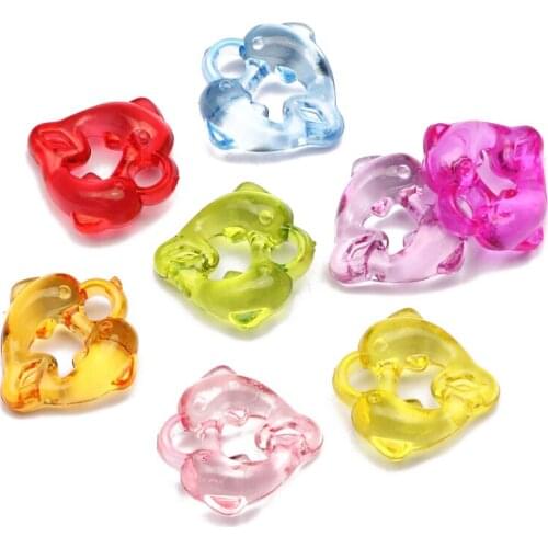 30pcs Mixed Transparent Acrylic Dolphin Heart Charms For Jewelry Making Charm Handmade Necklace Earring Pendant Diy Accessorie