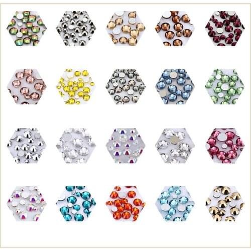 Swarovsky ss4-ss12 Multi-size Glass Nail Rhinestones Nails Art Decorations Flatback Strass Nail Art Cristal Crystal for Nail