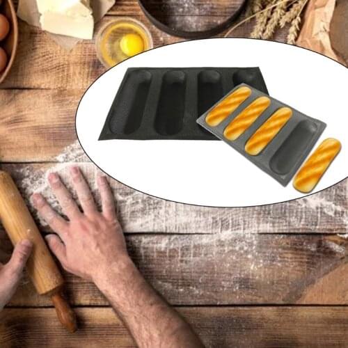 T21D Rectangle Silicone Fiberglass 4 Waves Tray Hot Dog Flexible Reusable Forms Shapes Non Stick Perforated Cooking Bakers