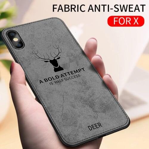 3D Print Vintage Fabric Case For iPhone X XR Xs 11 12 mini Pro Max Cloth Texture Canvas Cover Anti-sweat Back Deer Soft TPU Edge
