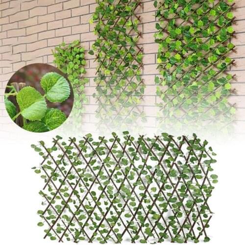 Retractable Artificial Garden Fence Expandable Faux Ivy Privacy Fence Wood Vines Climbing Frame Gardening Plant Home Decorations