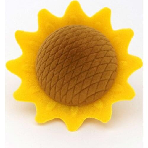 Yellow Sunflower Velvet Ring Box Earrings Present Gift Boxes Packaging For Jewelry Wedding Engagement Display Holder Wholesale