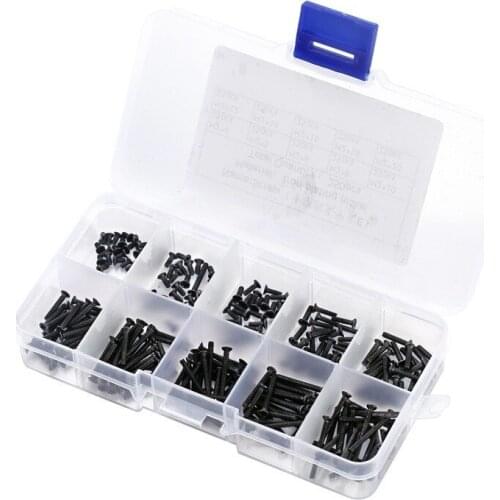 1Box Flat head machine Phillips Screws Iron nickel plated Nuts Black Cover Bolts Furniture Exterior Decor Hardware Fasteners