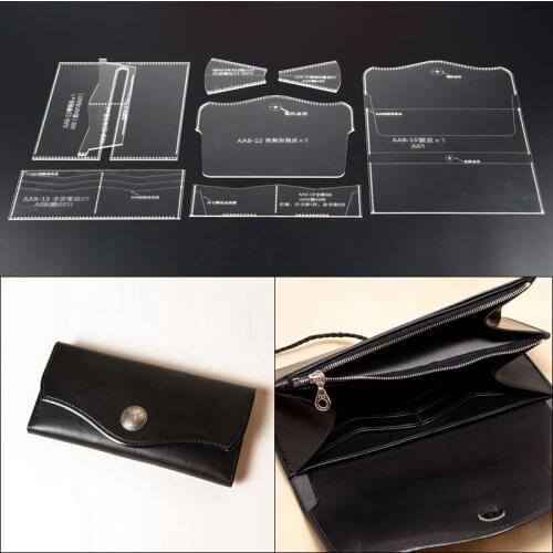 1Set Acrylic Leather Template Home Handwork Leathercraft Sewing Pattern Tools Accessory Long Wallet Clip 20*9.5*2cm