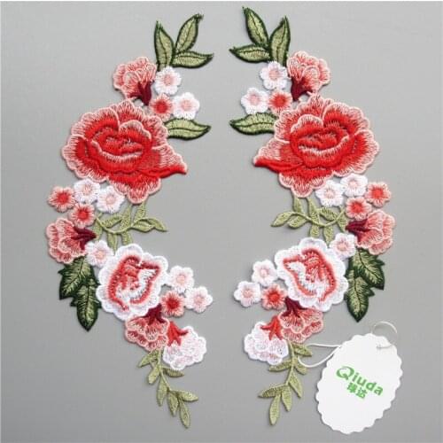 1 Pair Flower Floral Embroidered Lace Neckline Collar Trim Neck Applique Patches Clothes Dress Sewing Supplies Craft Accessories