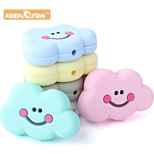 Keep&Grow 10 pcs Cloud Silicone Beads Food Grade Baby Teething Toy DIY Baby Nursing Accessories and Gifts Baby Teether BPA Free