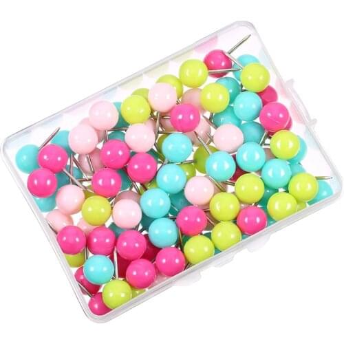 100 PCS/Set Candy Colors Push Pins Thumb Tack Message Board Pushpin Paper Cork Board Capped Office Supply Accessories
