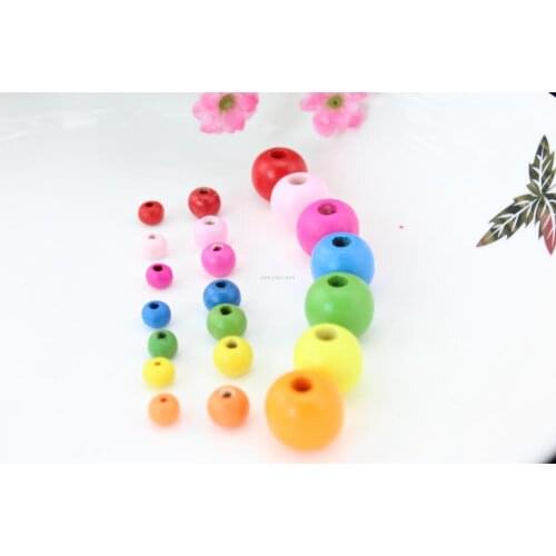 1000pcs small medium round beads (6mm-12mm) Wooden Beads, Spacer Beads, Jewelry Making Supplies mixed colors for DIY