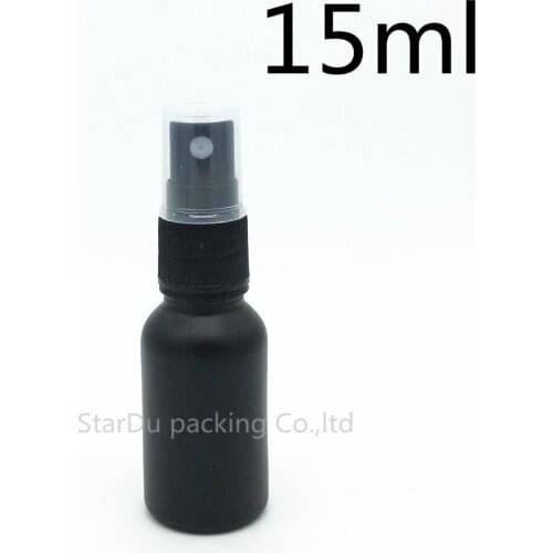 240pcs 15ml black Frosted glass bottle with black Plastic sprayer,15cc Essential Oil Spray perfume bottle