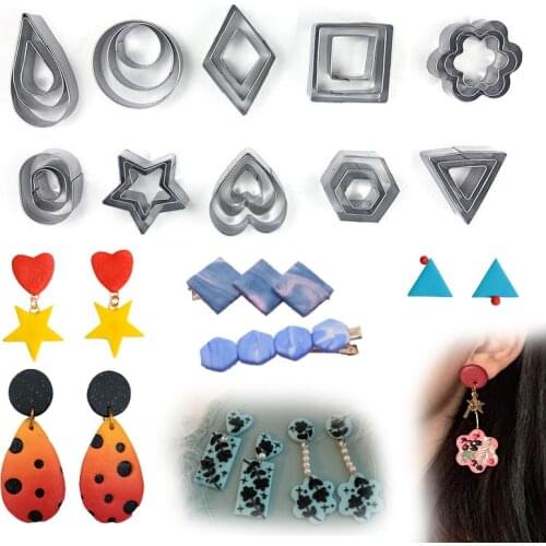 30pcs Polymer Clay Cutters Set Heart Star Circle Square Mini Geometric Shape Stainless Steel Metal Molds Cake Cookie Making Tool