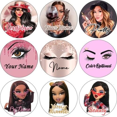 40/80 Pieces 3D Mink Lashes Logo Custom Stickers Mink Eyelashes Packaging Box Custom Eyelash Extensions Private Label Round Tag