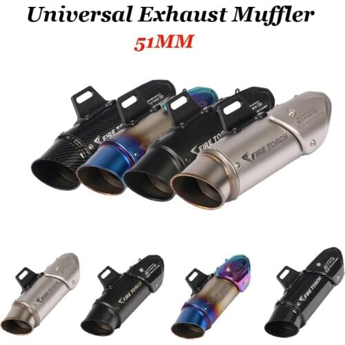 51mm Universal Motorcycle Exhaust Muffler SC Pipe Escape Moto Scooter For Ninja400 NK250 R6 X-ADV750 Z900 R1 R3 R6 Bike Cover
