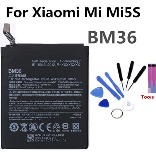 BM36 Mobile Phone Battery For Xiaomi Mi Mi5S 5S Real Capacity 3090mAh Replacement Li-ion Battery