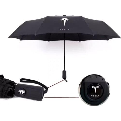 Car Automatic Folding Umbrella Rain For Tesla Model 3 Model X Model S Y Logo Windproof Parasol Man Gift Car Styling Accessories