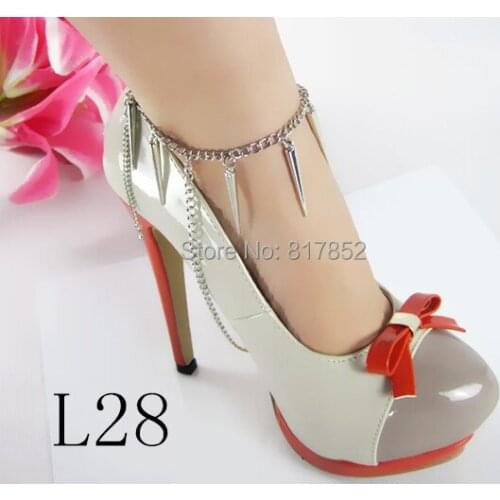 FREE SHIPPING STYLE L28 Women Small Rivets Chain Silver Ankle Chain Jewelry 2 colors
