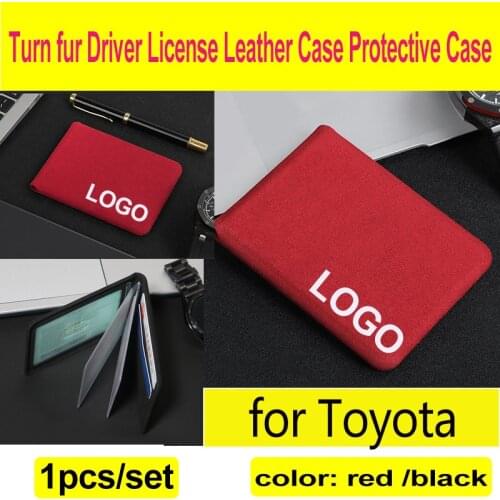 1pcs Auto Driver License Case Protective Cover Turn Fur Leather Card Holder for Carolla Camry Reiz Sienna prius Land Cruiser Rav