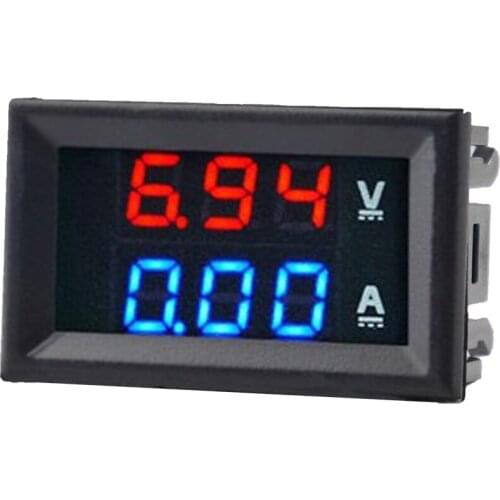 Mini Digital Voltmeter Ammeter DC 100V 10A Voltmeter Current Meter Tester Blue+Red Dual LED Display