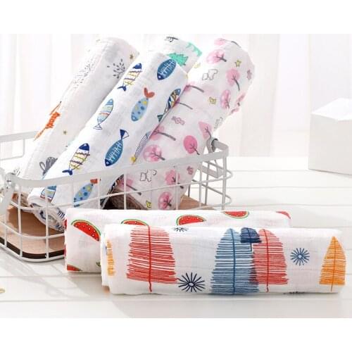 Infant Baby Bath Towel Summer Soft Cotton Cartoon Printing Towel MJuslin Squares Cloth Newborn Towel