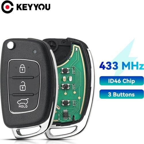KEYYOU 10X For Hyundai Remote Key Fob 3 Buttons 433Mhz ID46 For Hyundai New IX35 IX25 IX45 Elantra Santa Fe Sonata Control Key