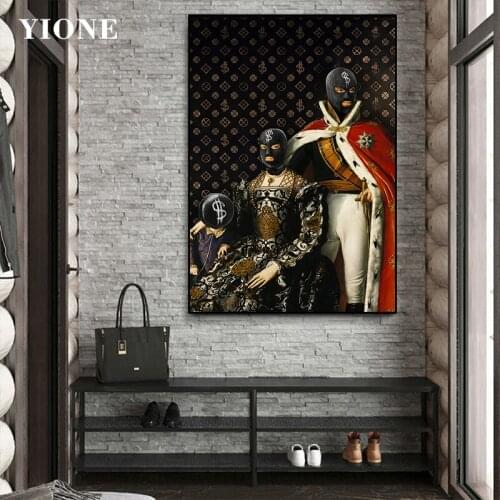 Masked Nobleman Family Canvas Art Poster Vintage Abstract Rich Figure Wall Painting Prints Picture for Living Room Bedroom Decor
