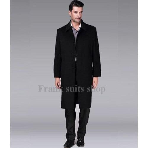 Custom made 2017 Fall-black and grey winter male design woolen long coat men cashmere long overcoat/plus size coat