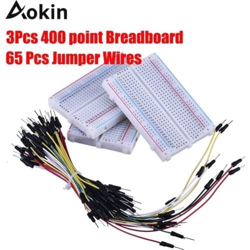 3 Pieces 400 Point Breadboards Kit With 65 Pcs M/m Flexible Breadboard Jumper Wires For Arduino Raspberry Pi